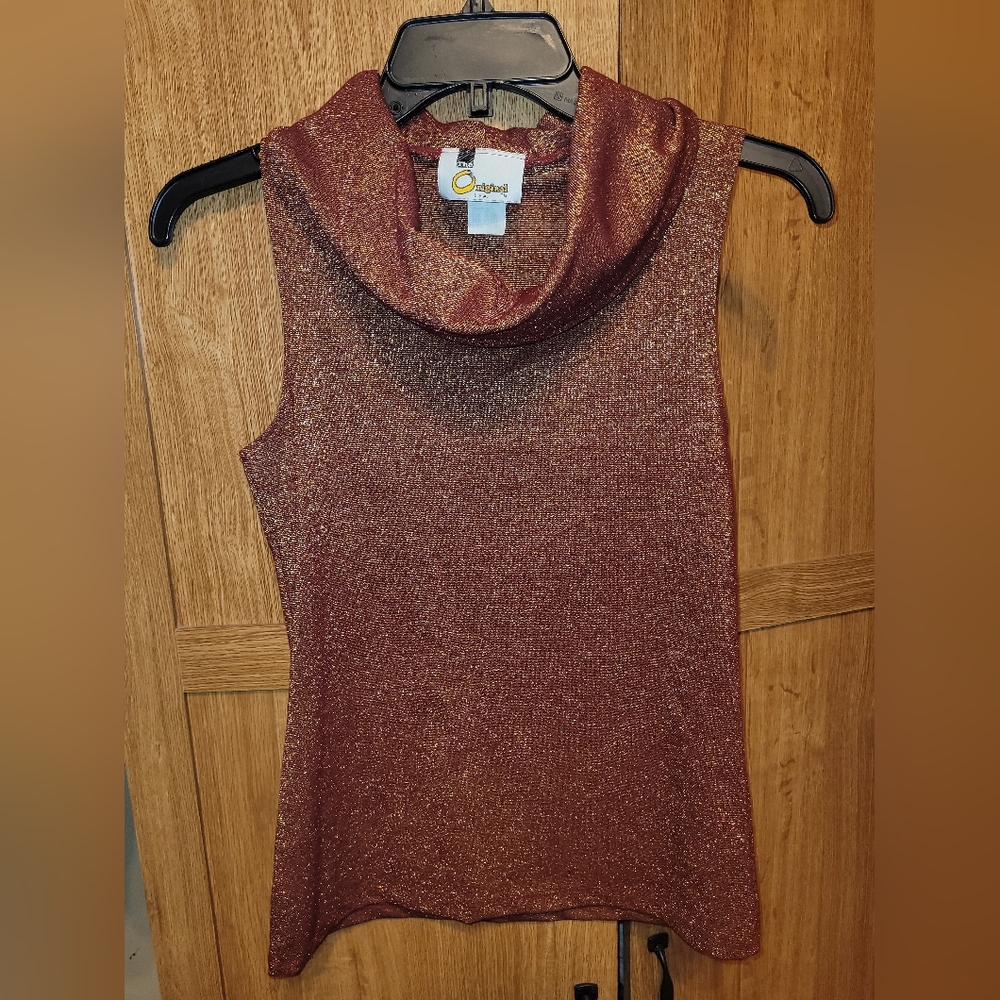 The original vintage womens rustic shimmer turtle neck top medium